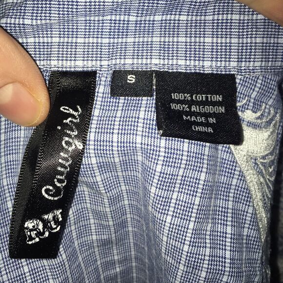 RU Cowgirl blue & white button down embroidered western shirt - Picture 3 of 3